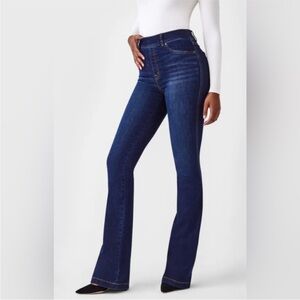 Spanx Flare Blue Jeans Womens Size XL Stretch Denim High Waisted Straight Bell